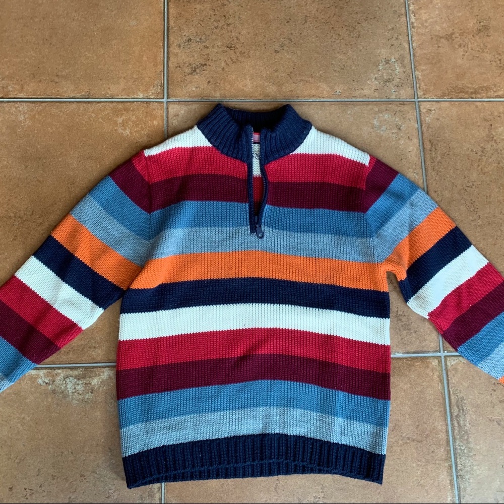 Boys Multi-color Striped Winter Sweater
Half-zip